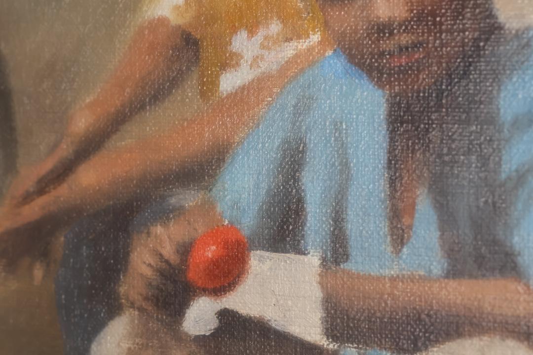 スペシャル特典 」 みかん売り 「 藤田忠夫 真作】 油彩 風土 師:小磯良平 10号 絵画