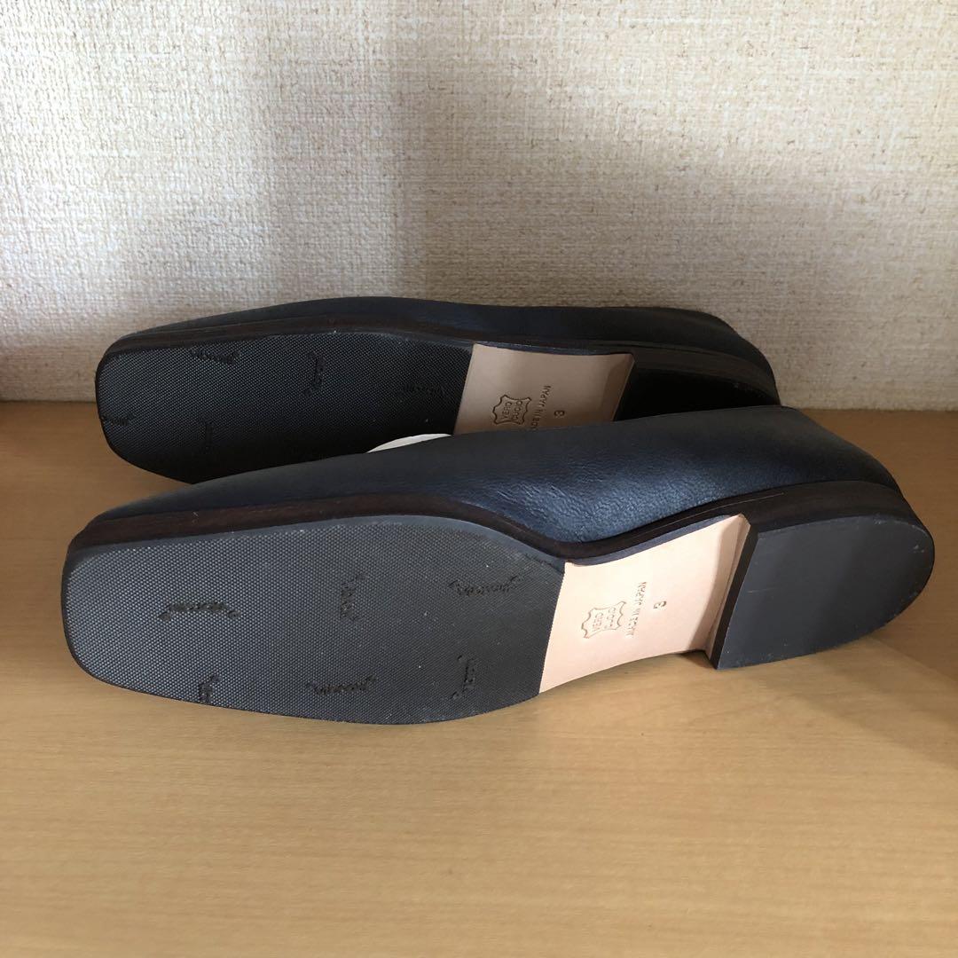 パラスパレス 皮 パンプス ネイビー 紺 インディゴ 日本製
