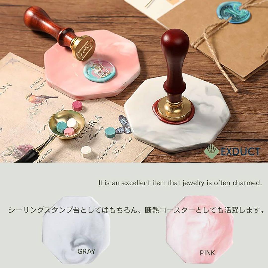 シーリングスタンプ スタンプ板 コースター シーリングワックス 台 ピンク