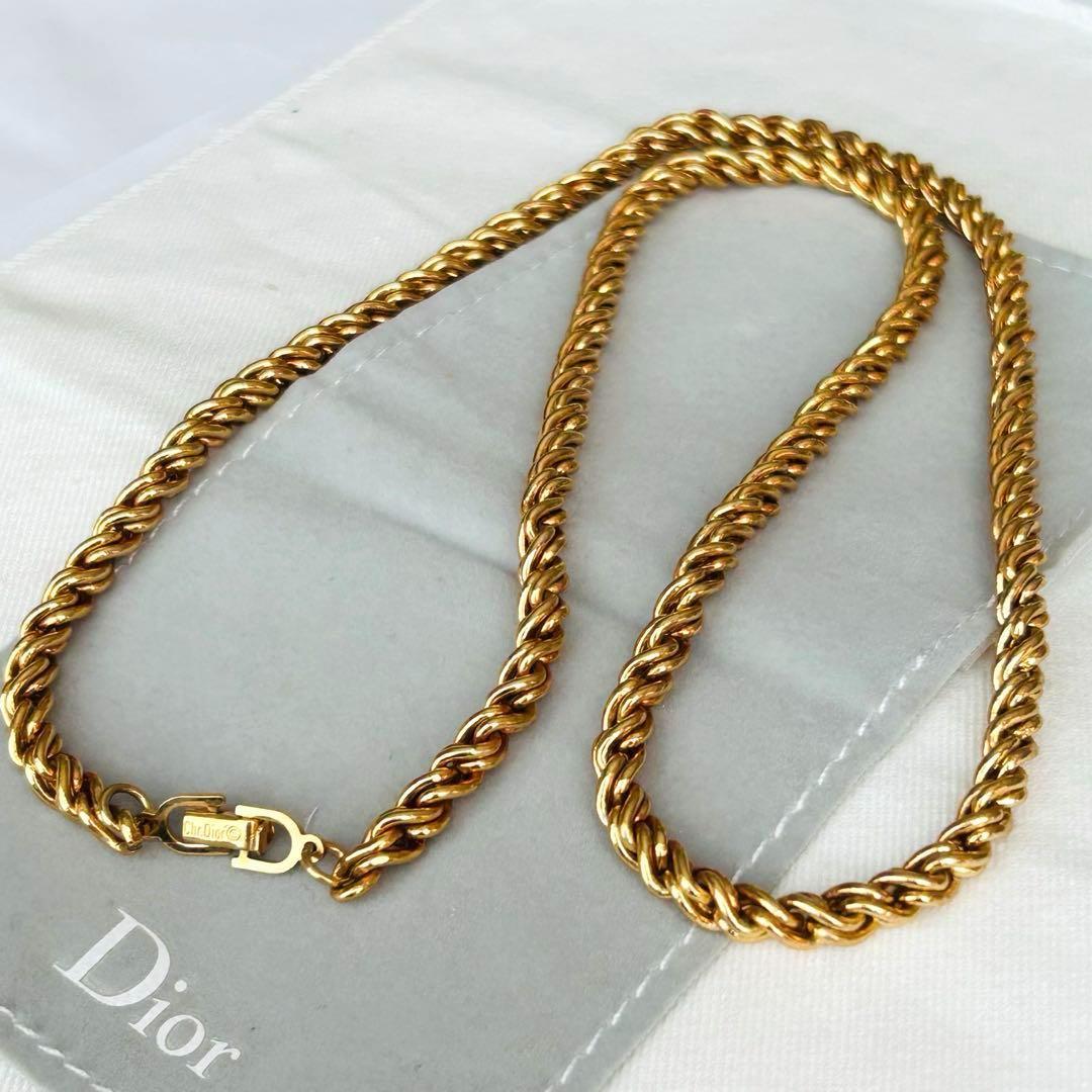極美品✨ Dior ネックレス ツイスト チェーン ロング 金 加工なし