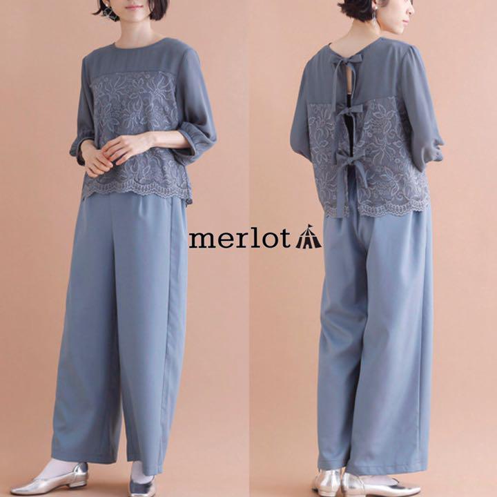 J by blue バックリボンシフォンジャガード織りモカドレス (M〜L