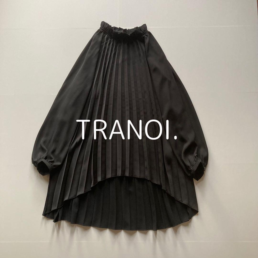 美品 TRANOI. スタンドフリルネック プリーツ シフォン ブラウス