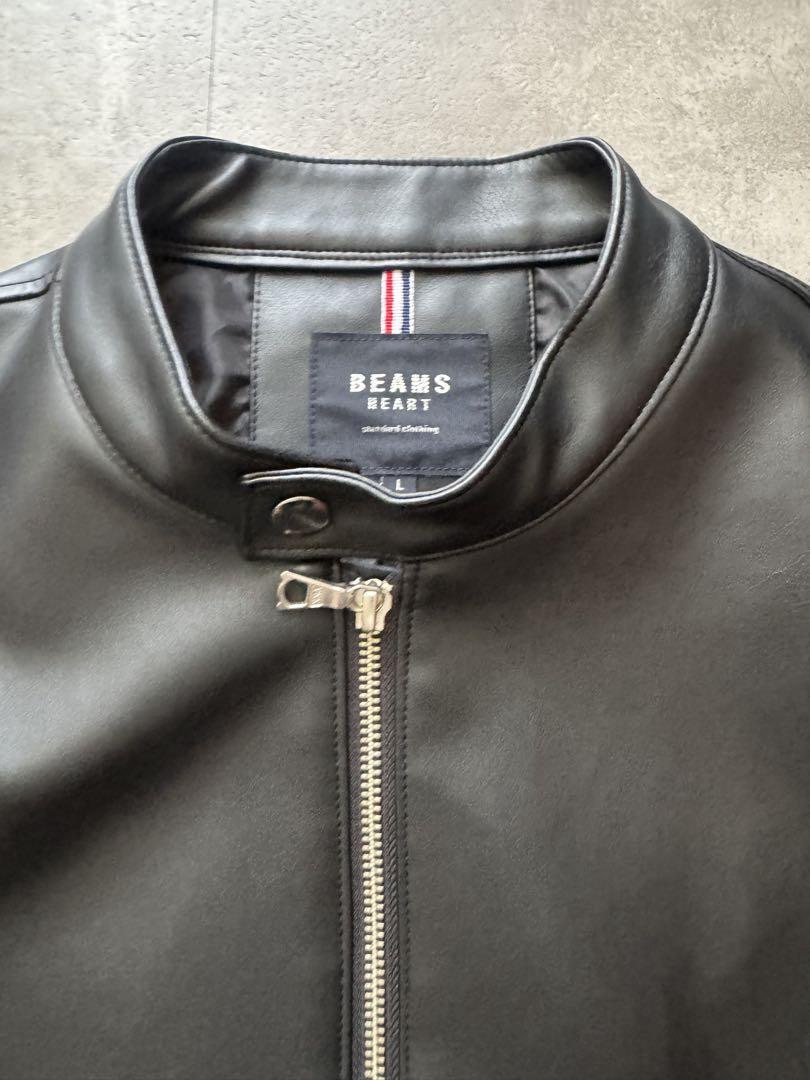 BEAMS HEART 黒 シングルライダースジャケット L