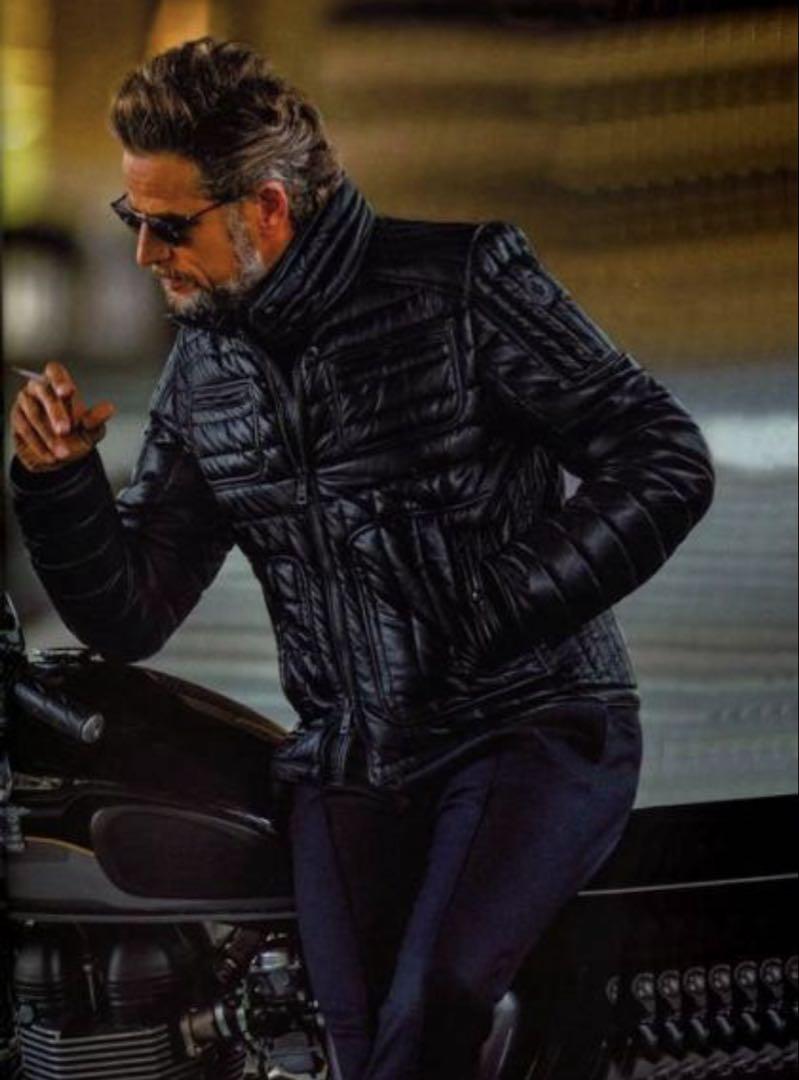 モンクレール BAHR 14年 ライダース レザー ダウンジャケット