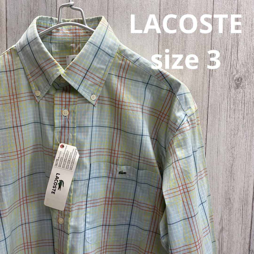 ラコステ LACOSTE チェック柄 長袖ボタンダウンシャツ M
