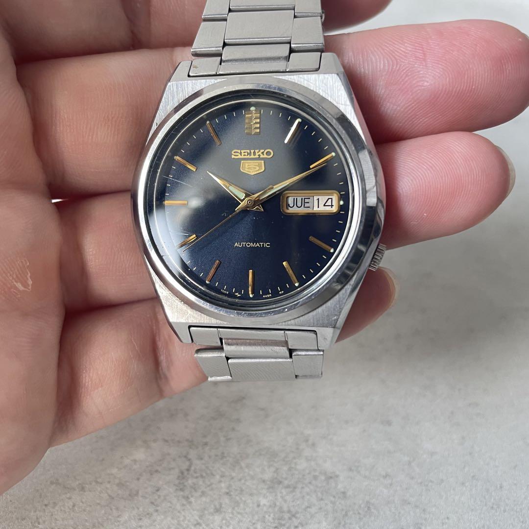 希少　SEIKO5 デイデイト　自動巻 希少》SEIKO 5 腕時計 ブラック 自動巻き デイデイト 機械式
