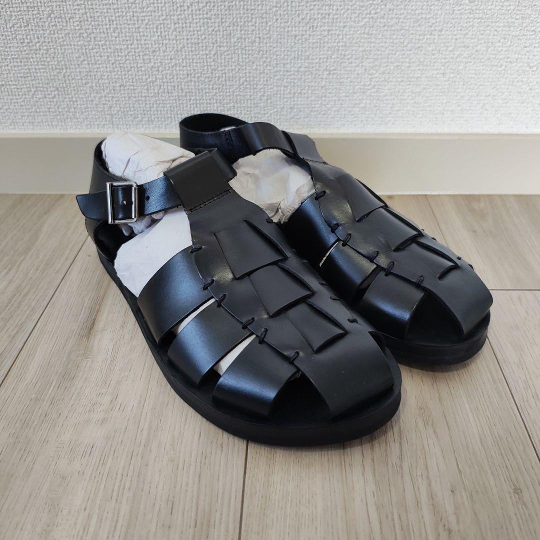 AMIT LEATHER COMPANY 牛革 レザーグルカサンダル ブラック