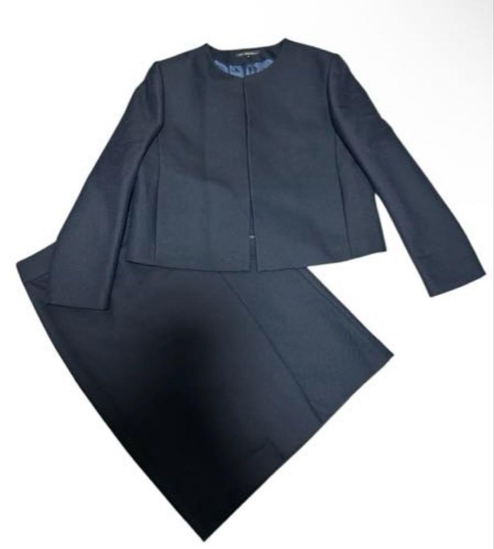 23区 ニジュウサンクノー ジャケットスカートセットアップ濃紺 40 LL 23区
