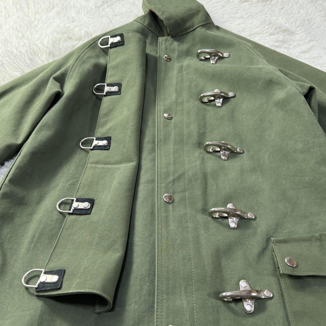【美品 NYC製】ファイヤーマンジャケット バックル ヘビーコットン カーキ S 美品 NYC製】ファイヤーマンジャケット バックル ヘビーコットン