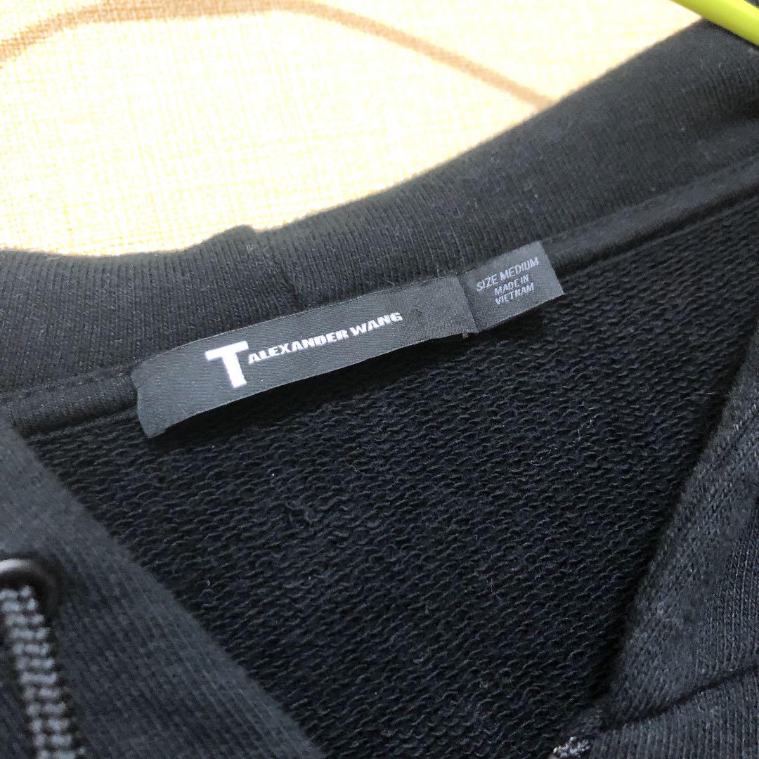 ALEXANDER WANG アレキサンダー ワン ボーダー ジップ パーカ 黒