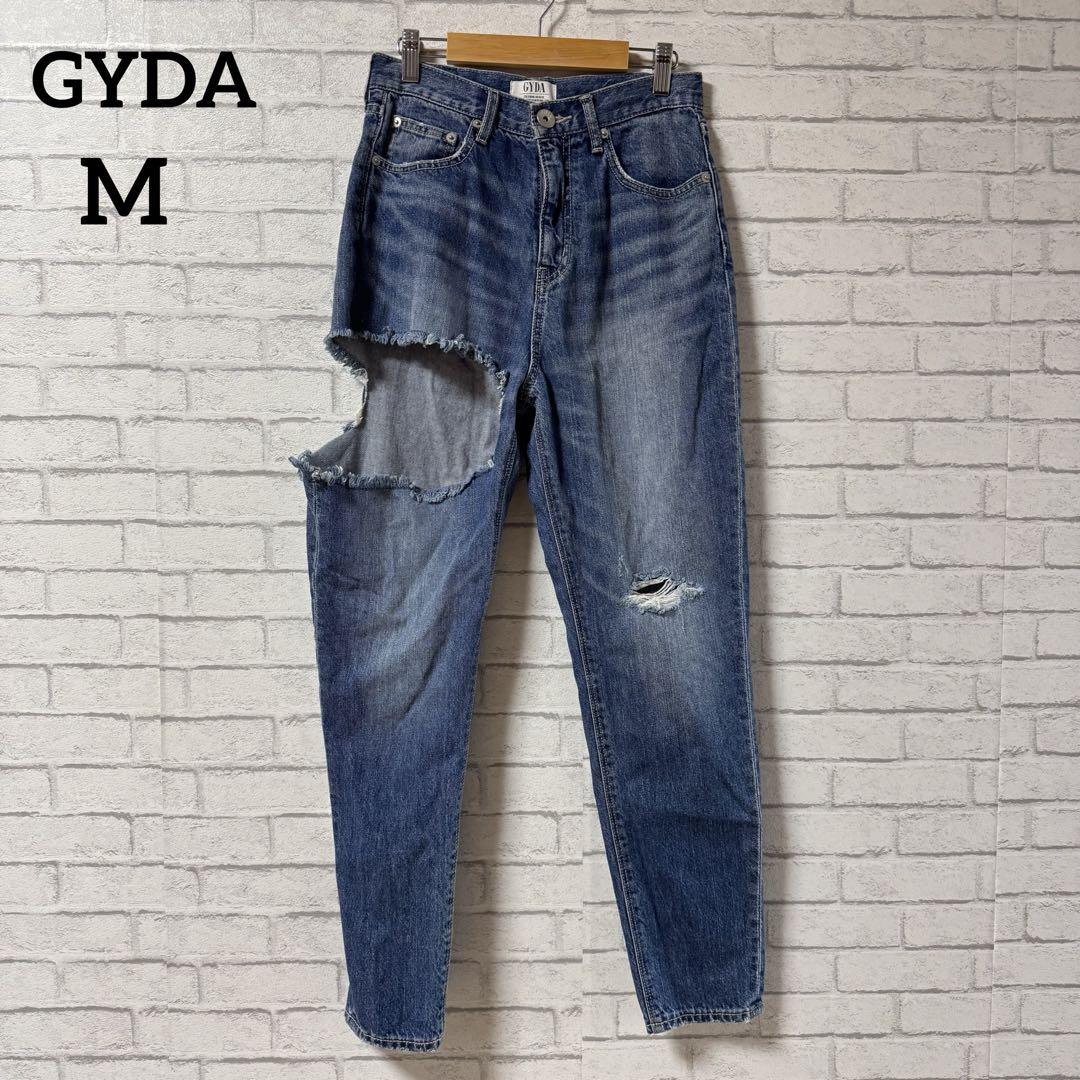 GYDA ジェイダ SIDE RIPPEDペグトップデニムパンツ M 脚長効果