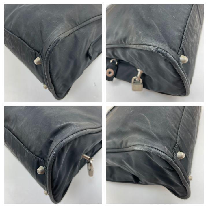 ✨良品 PRADA プラダ ハンドバッグ ブラック 黒 ナイロン レザー 手提げ