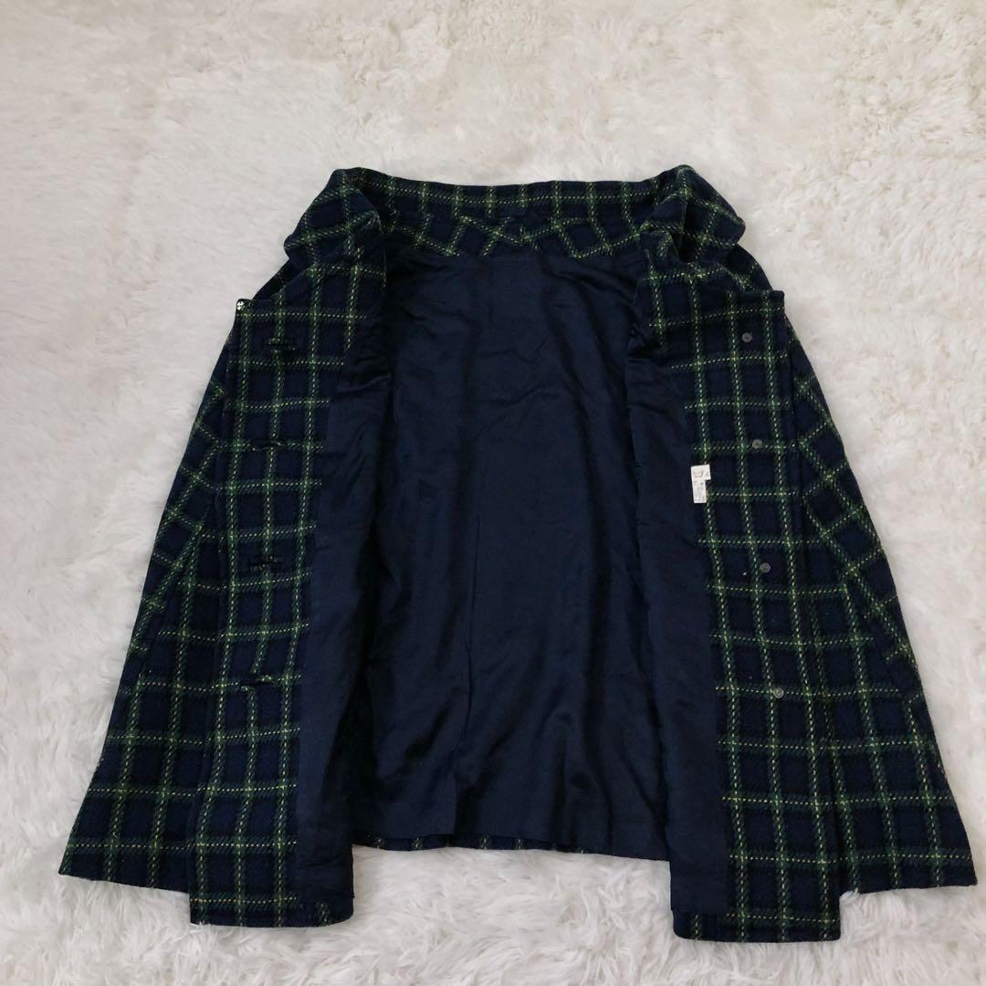 CHINO ツイードケープコート　チェック柄　ポケット　裏地付き　ウール混 CHINO ツイードケープコート チェック柄 ポケット 裏地付き ウール混
