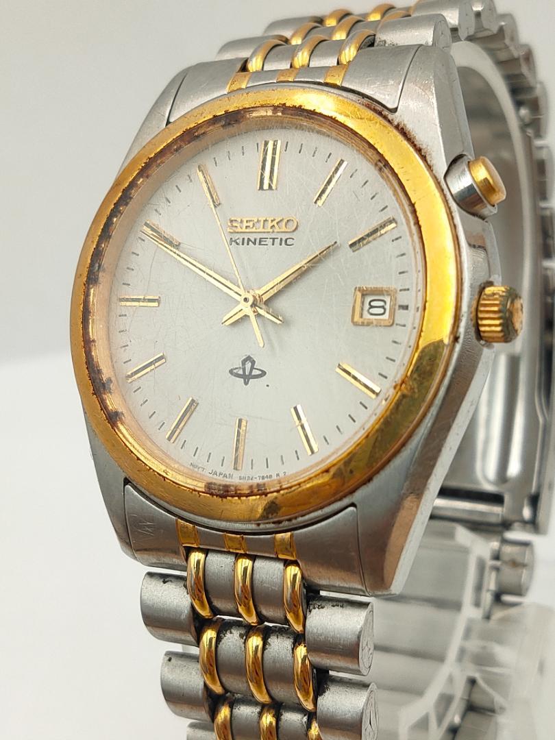 SEIKO KINETIC 男性用自動巻き機械式腕時計 ジャンク品 OS0065