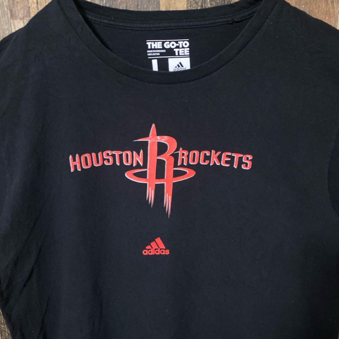 メンズ tシャツ ブラック プリント L アディダス 半袖 古着 スポーツ