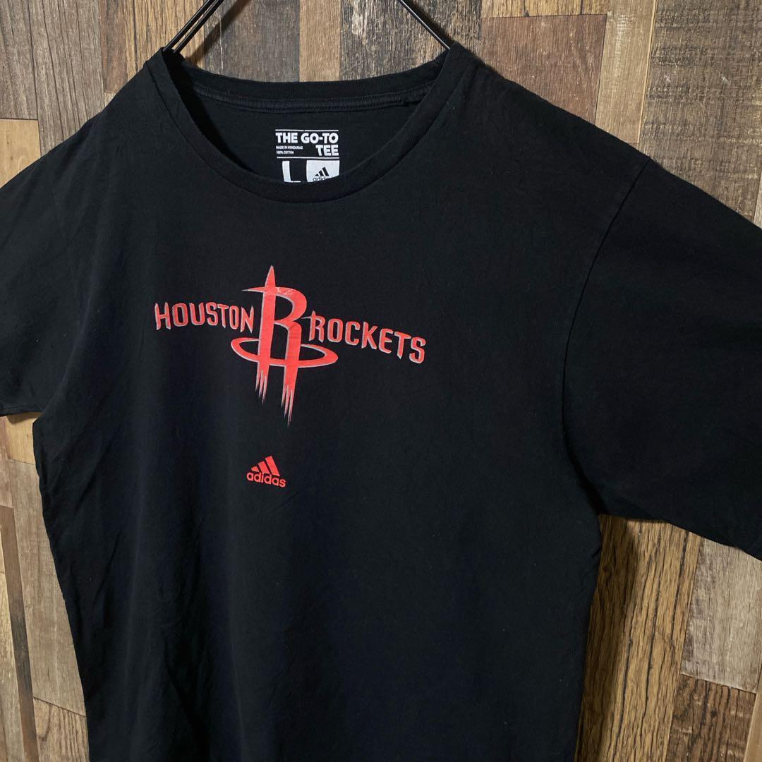メンズ tシャツ ブラック プリント L アディダス 半袖 古着 スポーツ