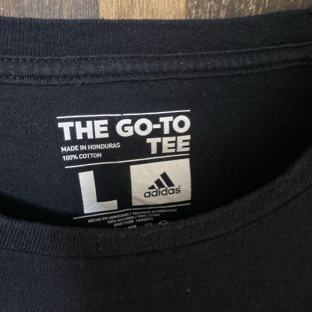 メンズ tシャツ ブラック プリント L アディダス 半袖 古着 スポーツ