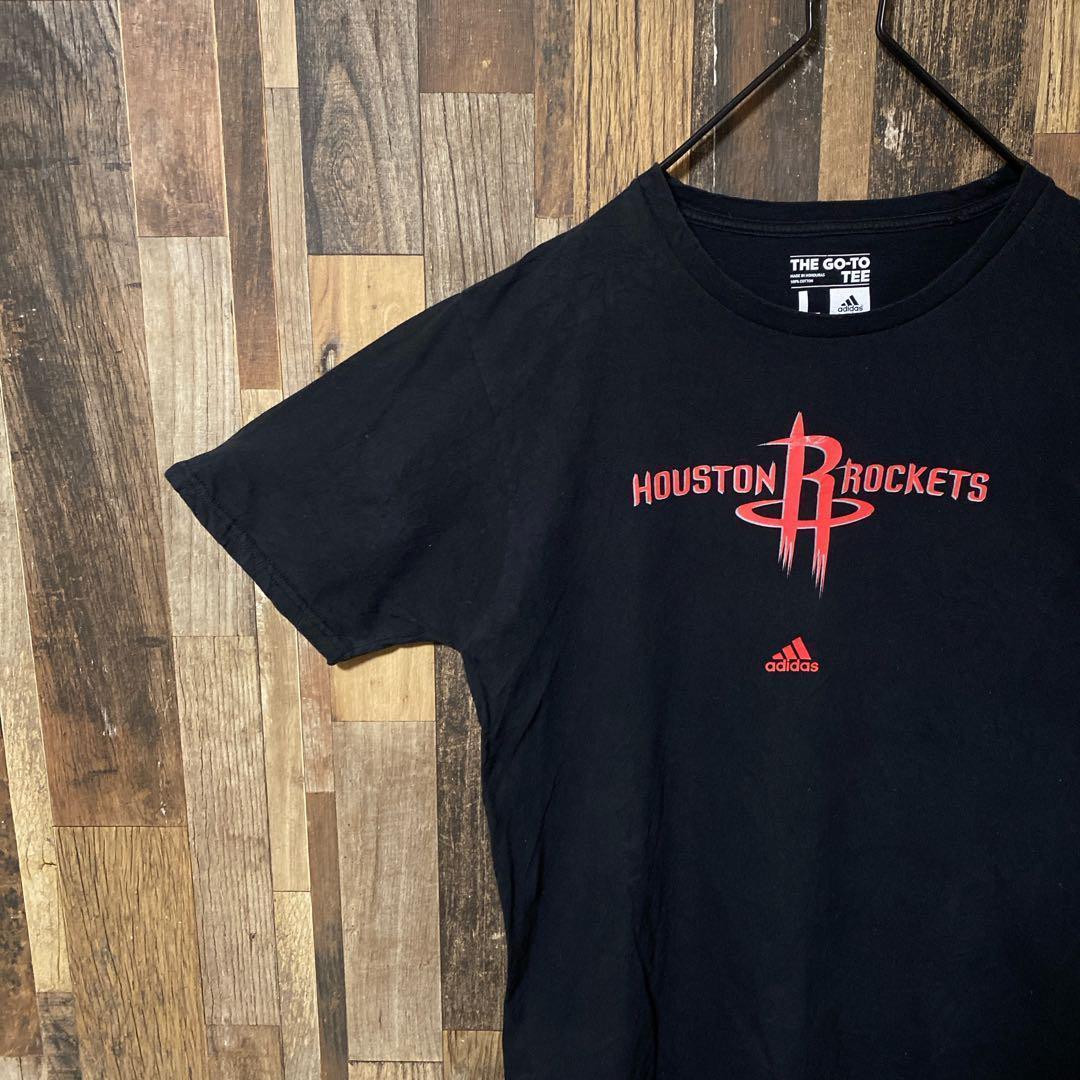 メンズ tシャツ ブラック プリント L アディダス 半袖 古着 スポーツ