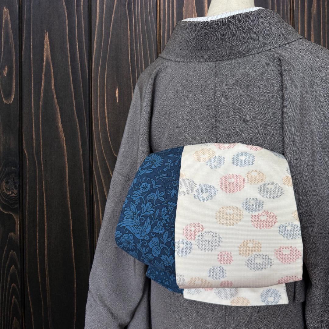*着物反物*　塩沢紬と藍色紬　大人の兵児帯　半幅帯　長尺　ハンドメイド