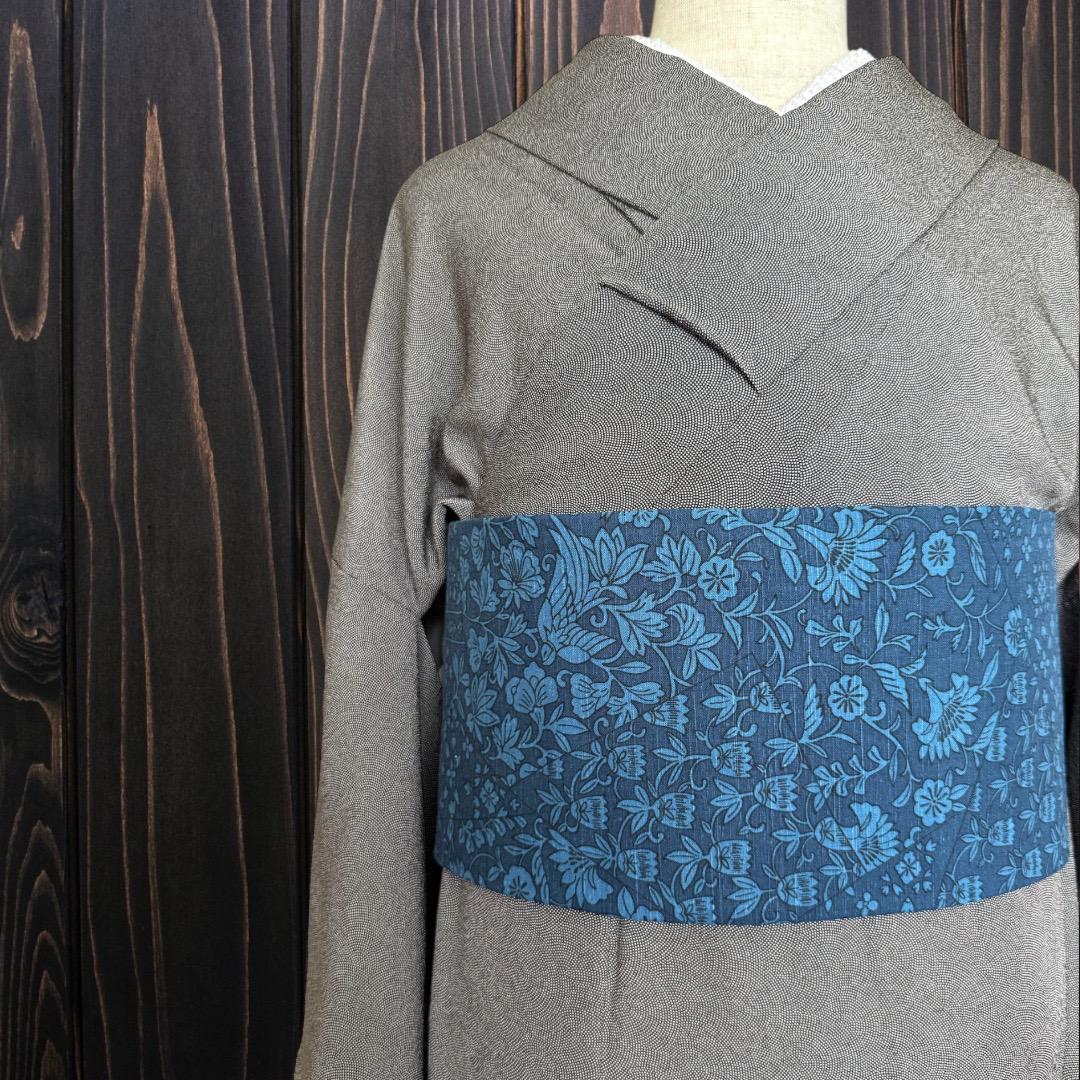 *着物反物*　塩沢紬と藍色紬　大人の兵児帯　半幅帯　長尺　ハンドメイド