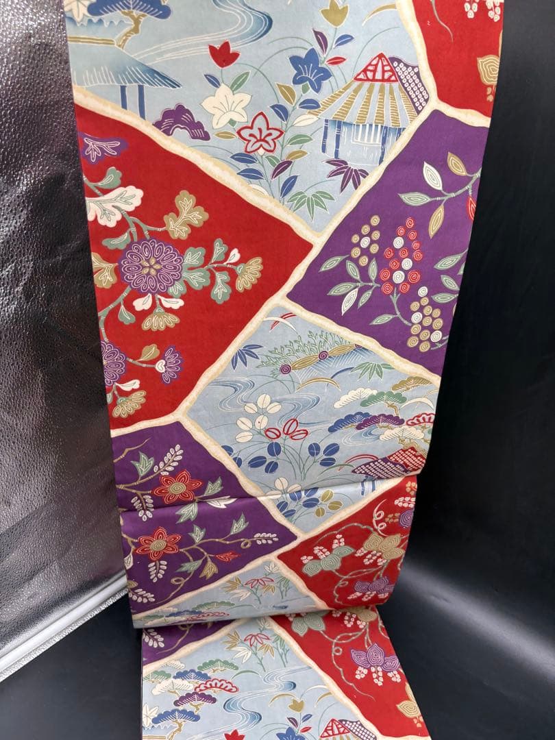 高級 正絹 洒落帯 名古屋帯 アンティーク 花柄 草花文 大正ロマン 210 高級 正絹 洒落帯 名古屋帯 アンティーク 花柄 草花文 大正ロマン 210