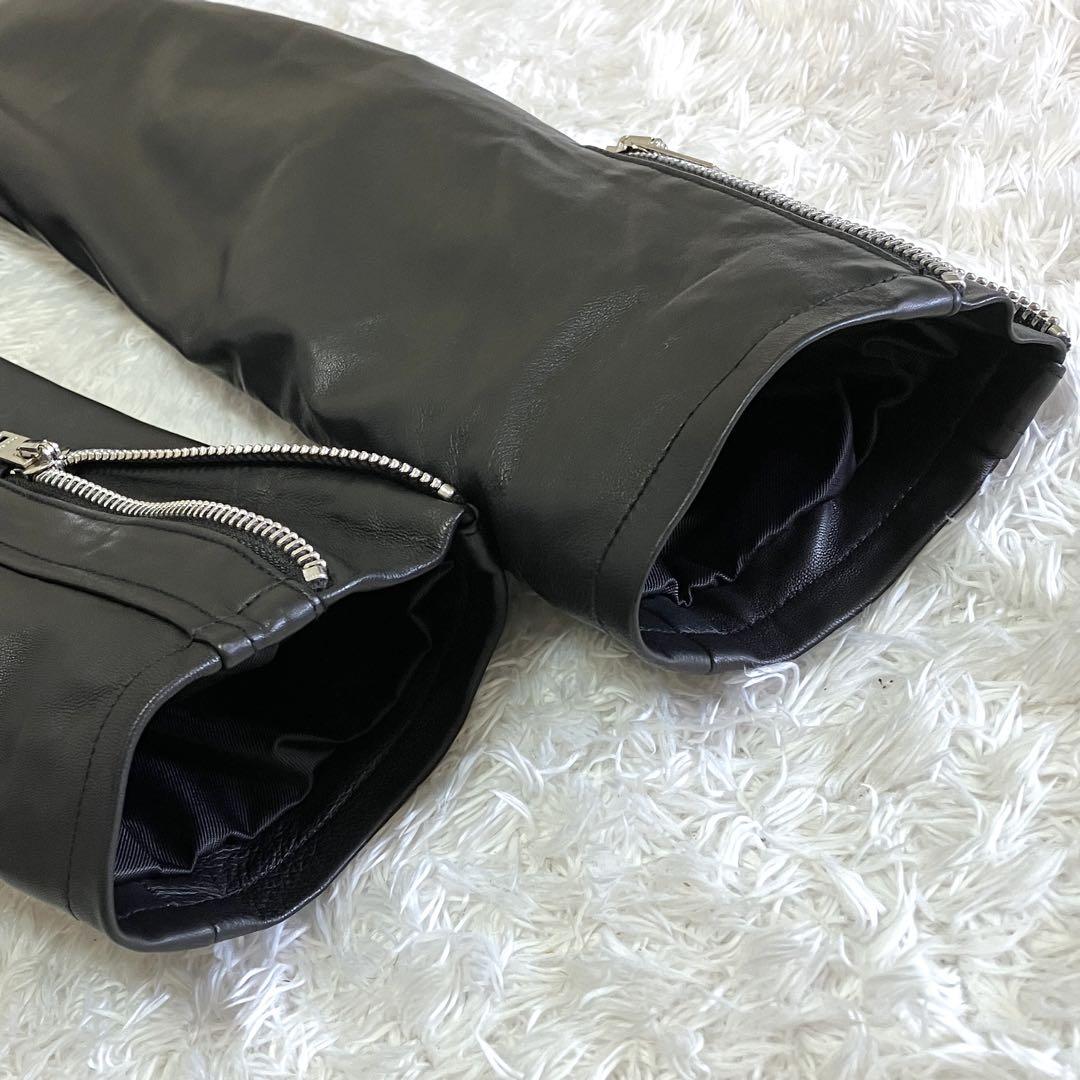 希少 美品　PANERO ダブルライダース ジャケット ラムレザー L ブラック