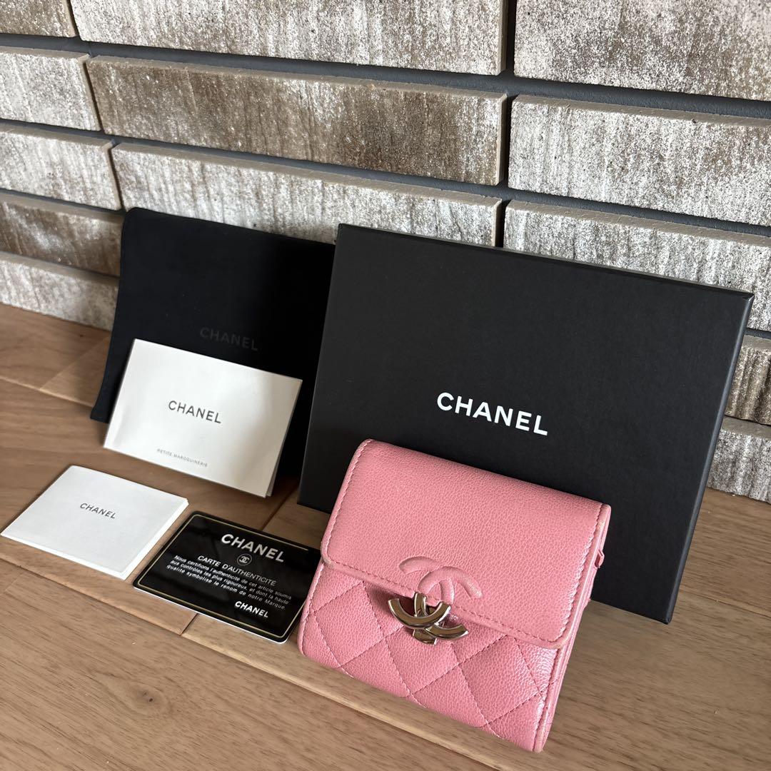 CHANEL 財布 三つ折り財布 ハーフココウォレット ピンク