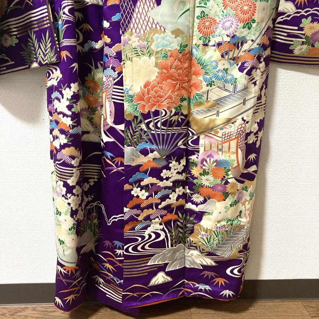振袖： R2134白金 牡丹に松竹梅