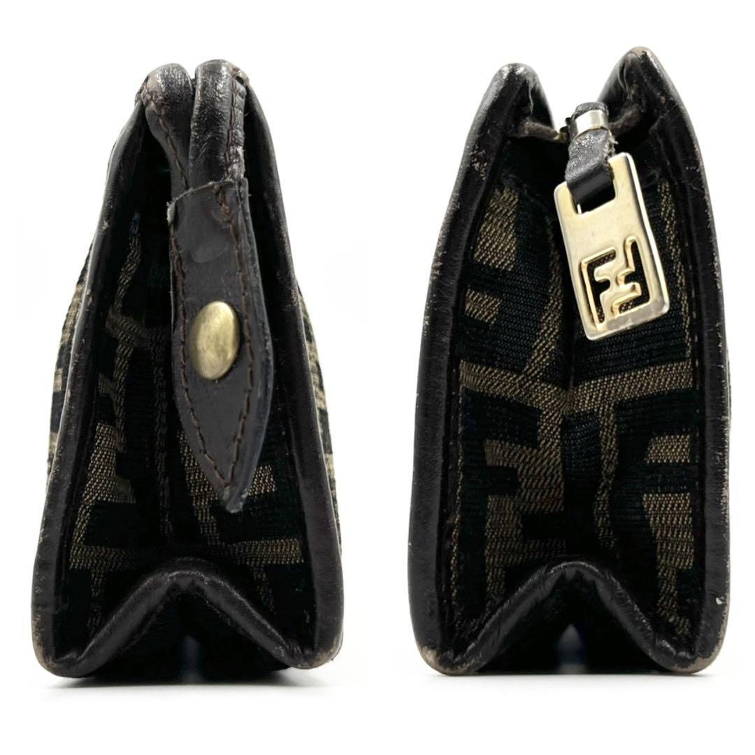 グランドセール FENDI ブラウン系 ロゴ金具 ズッカ 小物入れ ポーチ フェンディ 小物