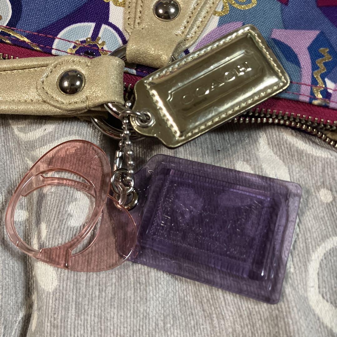 ⭐︎お値下げ⭐︎【美品】COACH ポピー　大容量　バッグ　カラフル　ゴールド　紫