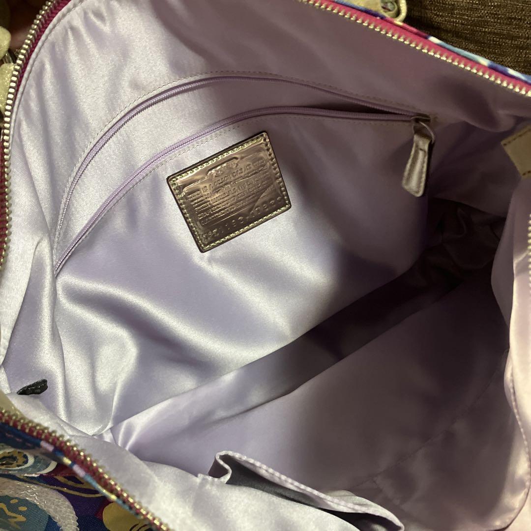 ⭐︎お値下げ⭐︎【美品】COACH ポピー　大容量　バッグ　カラフル　ゴールド　紫