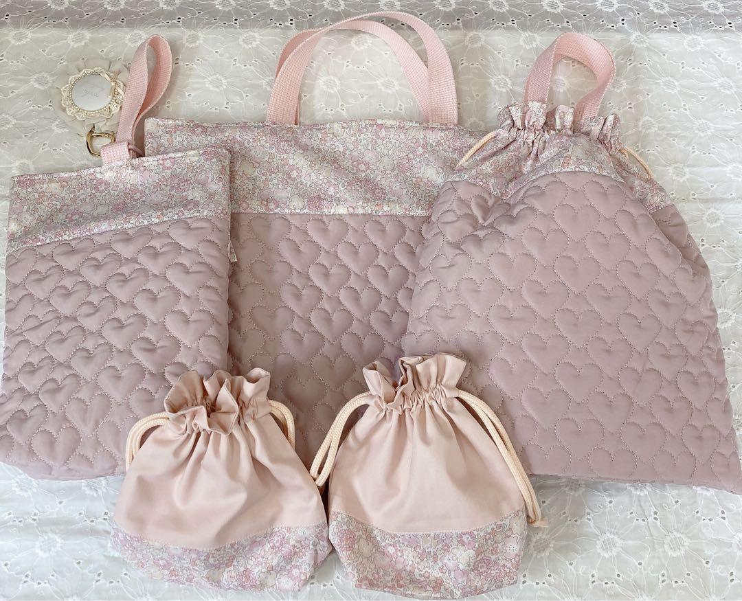 ひよこ　ミシェル　ハート　キルティング　レッスンバッグ　上履き袋　体操着袋