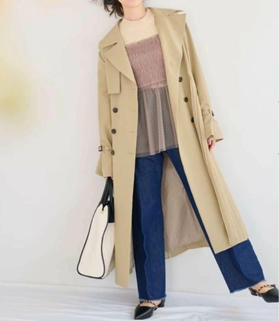 【最終価格】mysty woman プリーツドレストレンチコート　F