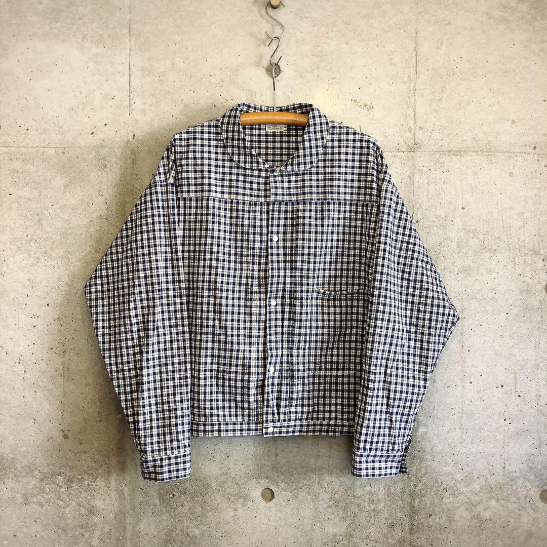 ウェアハウス　Indigo Check Round Collar Jacket