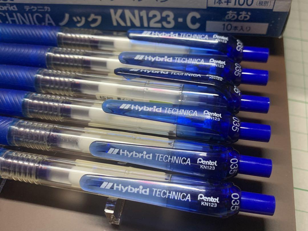 4J51 ぺんてる ハイブリッド テクニカ ノック KN-123 青 6本