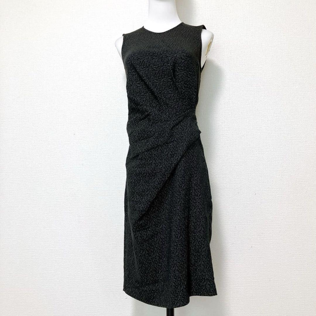 LANVIN PARIS ノースリーブ　ドレープワンピース　サイズ36 黒