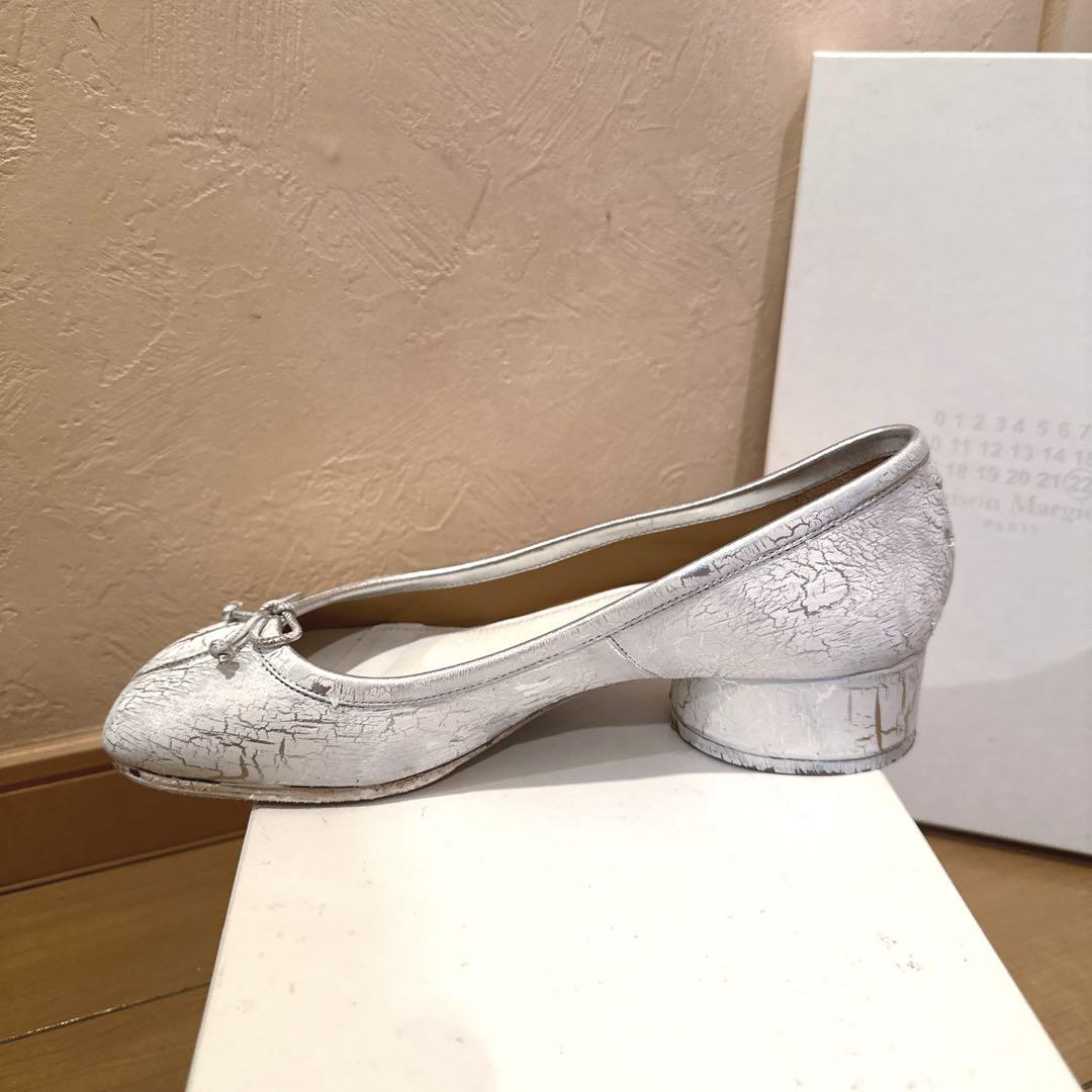 大人女性の 美品】マルジェラ ペンキホワイト パンプス(S58WZ0044) 足袋 靴