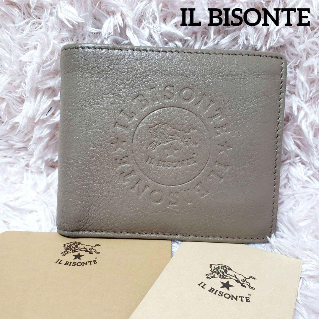 IL BISONTE イルビゾンテ サークルビックロゴ折り財布 グレージュグレー