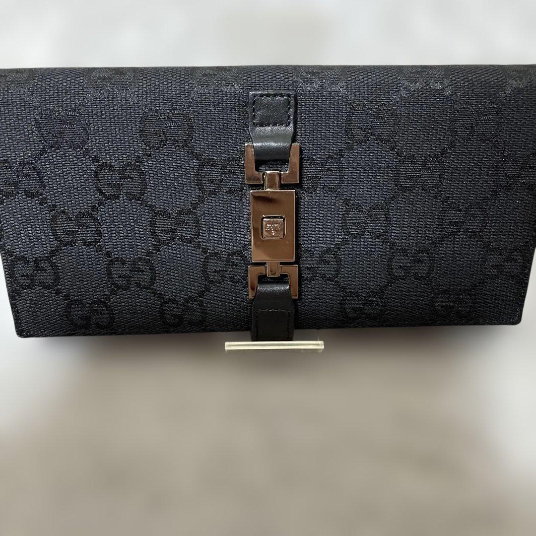 GUCCI ジャッキー GG柄 長財布 キャンバス レザー 黒 二つ折り GUCCI グッチ ジャッキー 長財布 二つ折り GGキャンバス/レザー