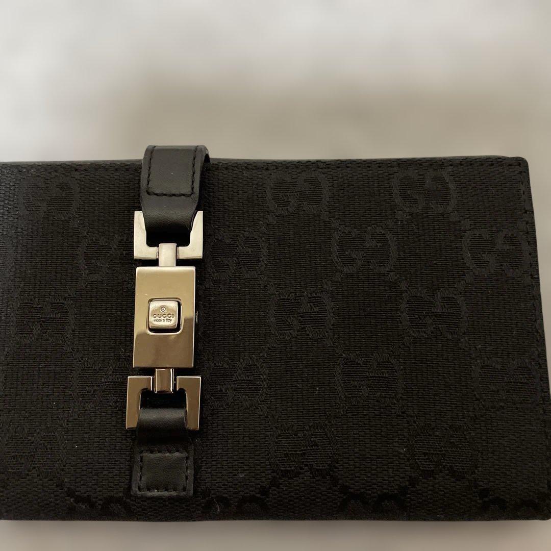 GUCCI ジャッキー GG柄 長財布 キャンバス レザー 黒 二つ折り GUCCI グッチ ジャッキー 長財布 二つ折り GGキャンバス/レザー