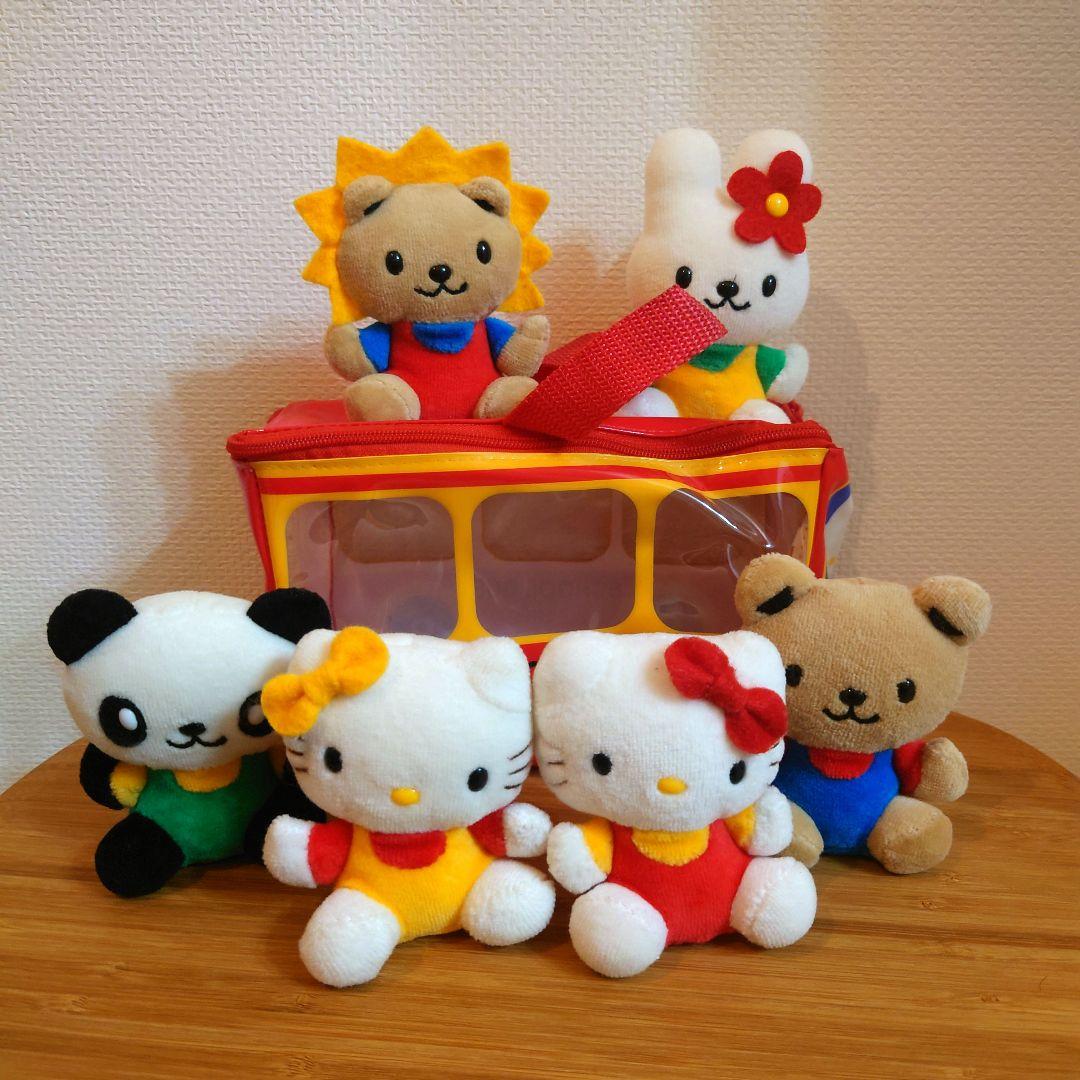 【平成レトロ】ハローキティ　スクールバス　ぬいぐるみセット　新品・未使用品 激レア！ 平成レトロ ハローキティ スクールバス マスコット