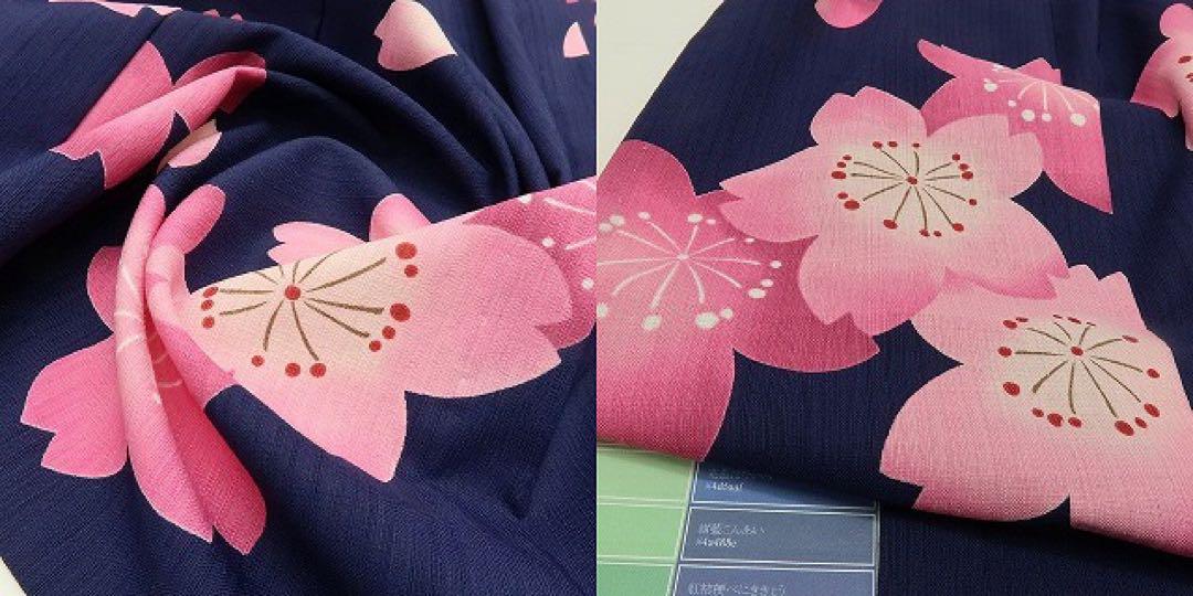 美品 桜 ナカノヒロミチトール・ワイド 小紋 浴衣A2987