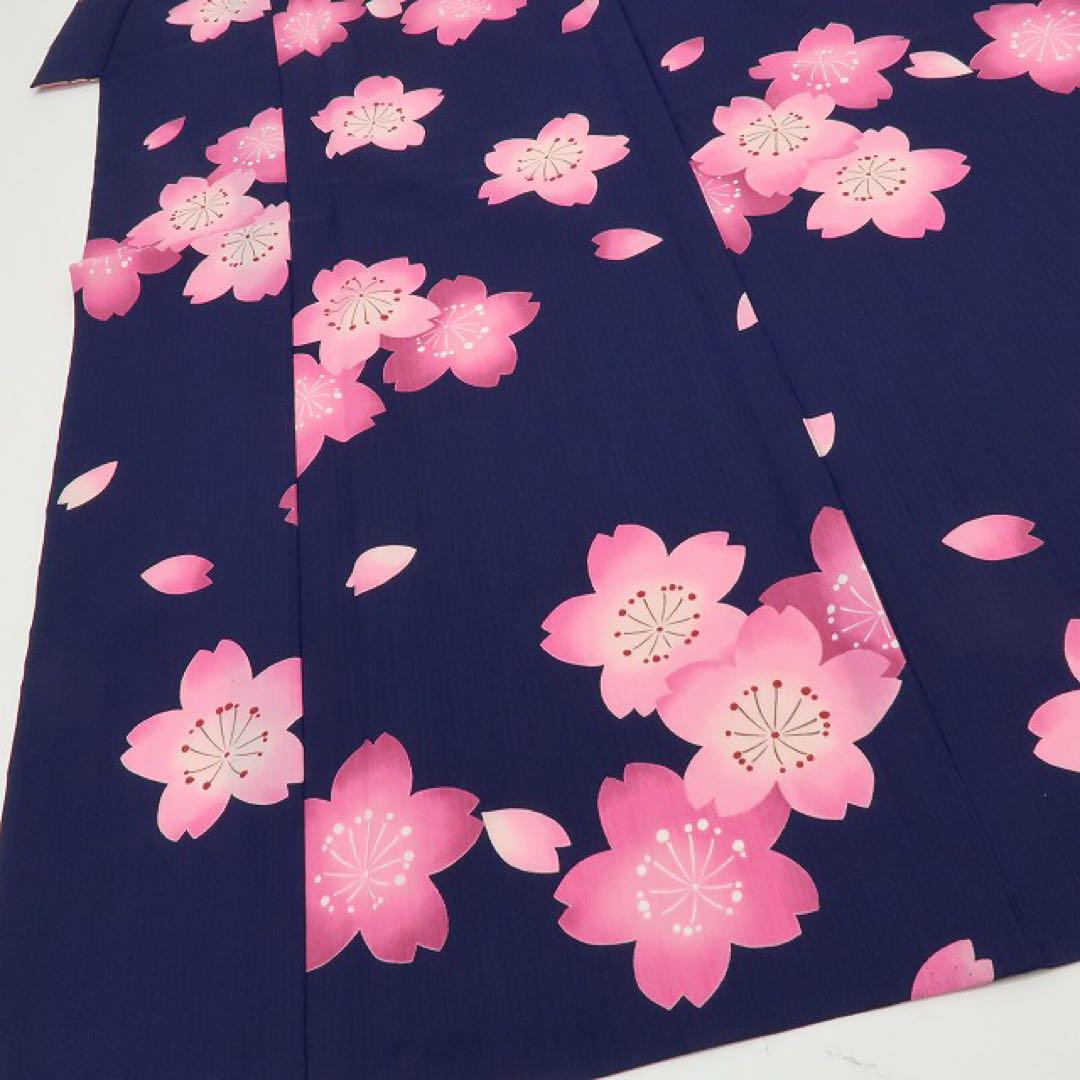 美品 桜 ナカノヒロミチトール・ワイド 小紋 浴衣A2987