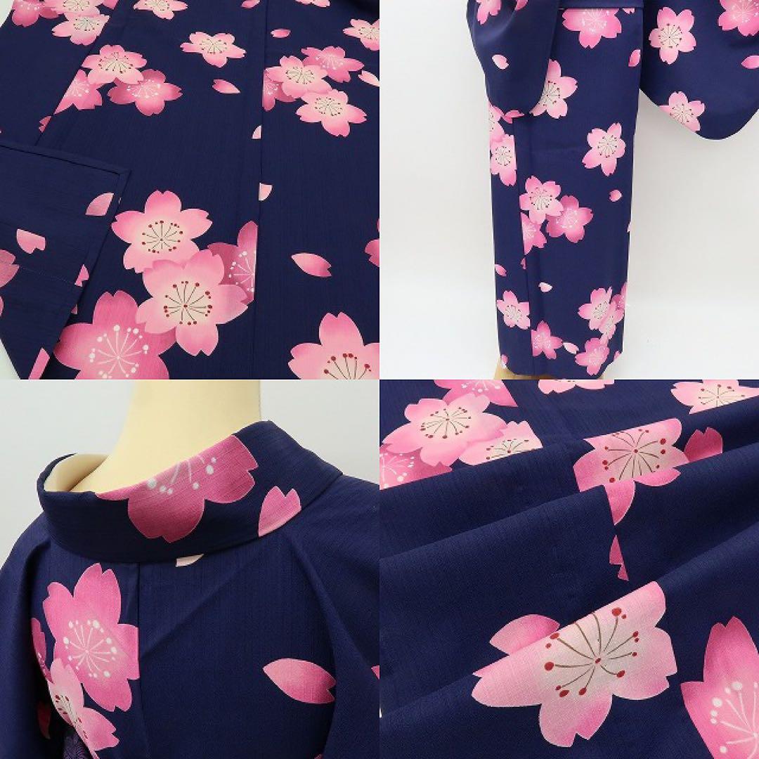 美品 桜 ナカノヒロミチトール・ワイド 小紋 浴衣A2987