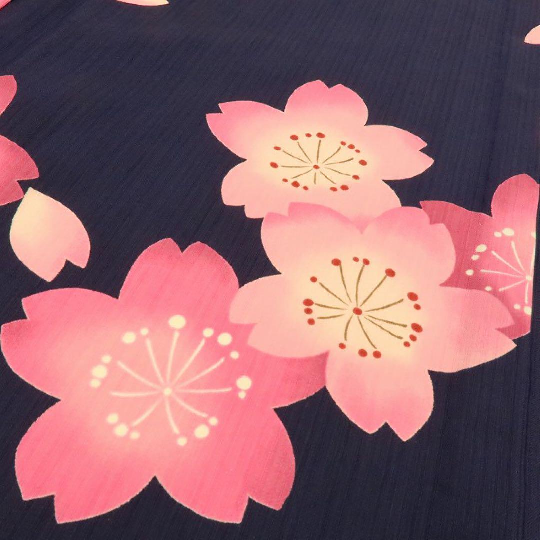 美品 桜 ナカノヒロミチトール・ワイド 小紋 浴衣A2987