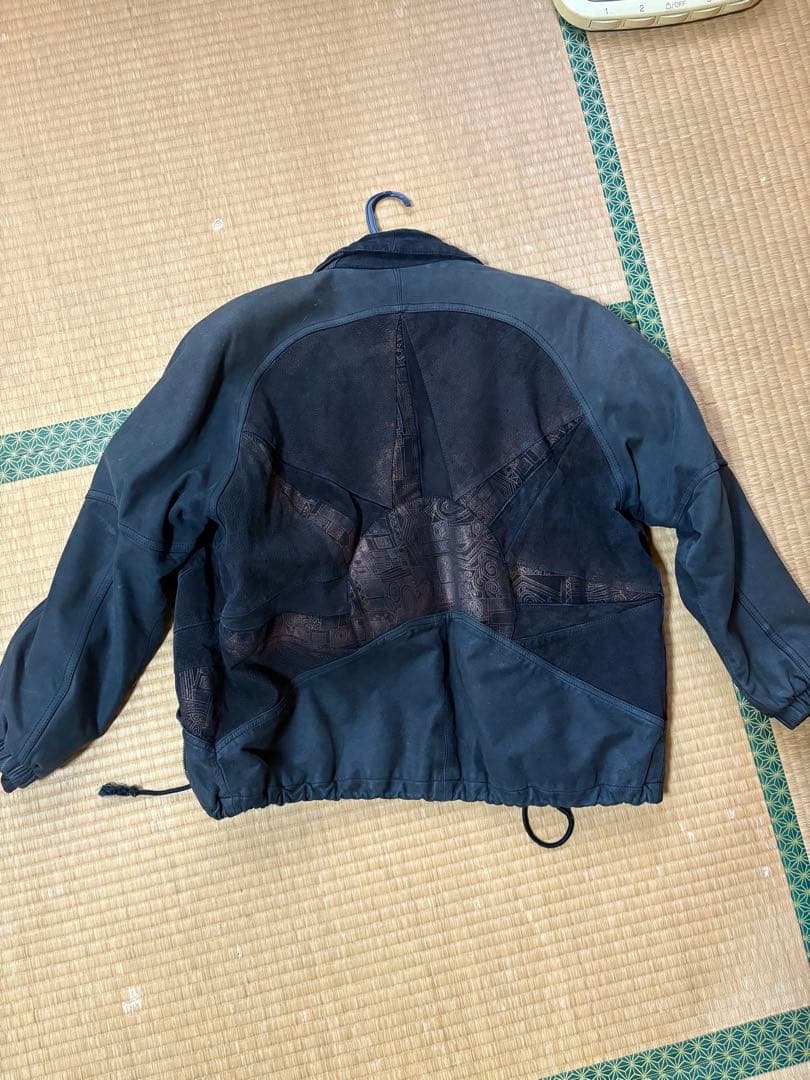 メンズ ブラック ナイロン メッシュレザージャケット L メンズ ブラック ナイロン メッシュレザージャケット L