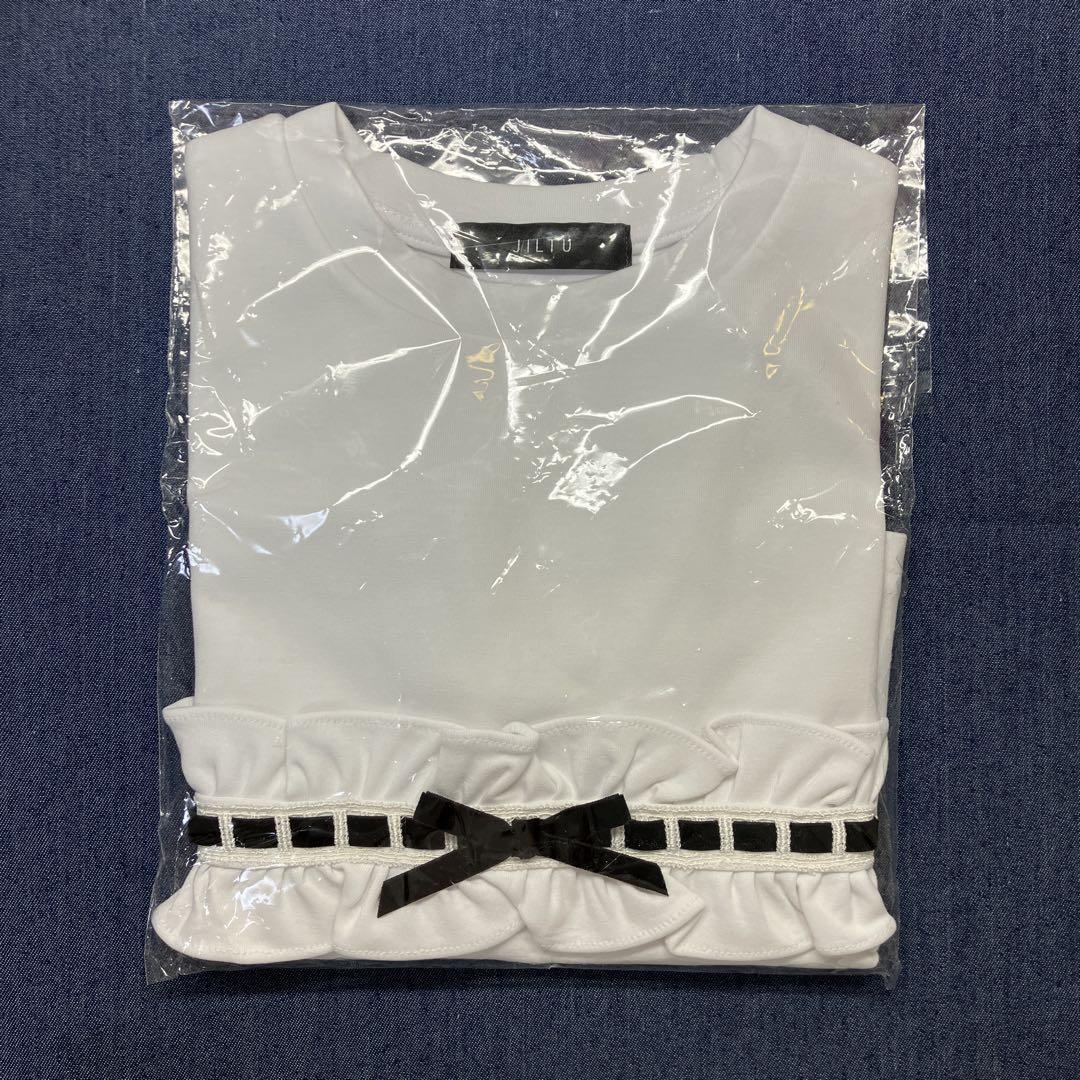 トップス JILTU petit frill tee white black