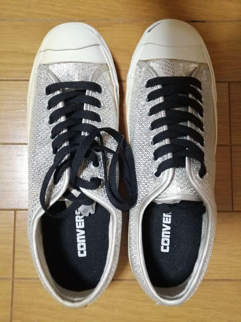 新品 コンバース ジャックパーセル スパンコール SPANGLE 25.5cm銀 画像3