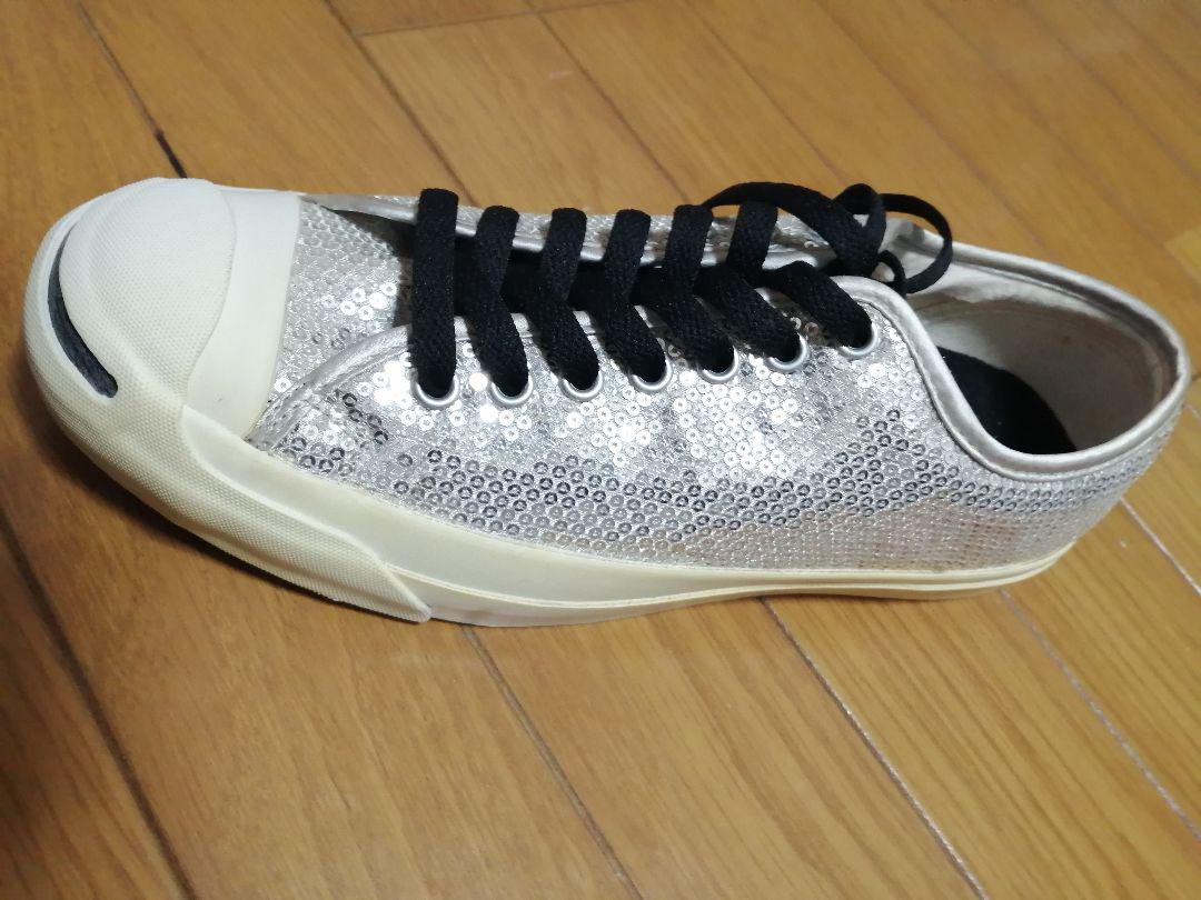 新品 コンバース ジャックパーセル スパンコール SPANGLE 25.5cm銀 画像6