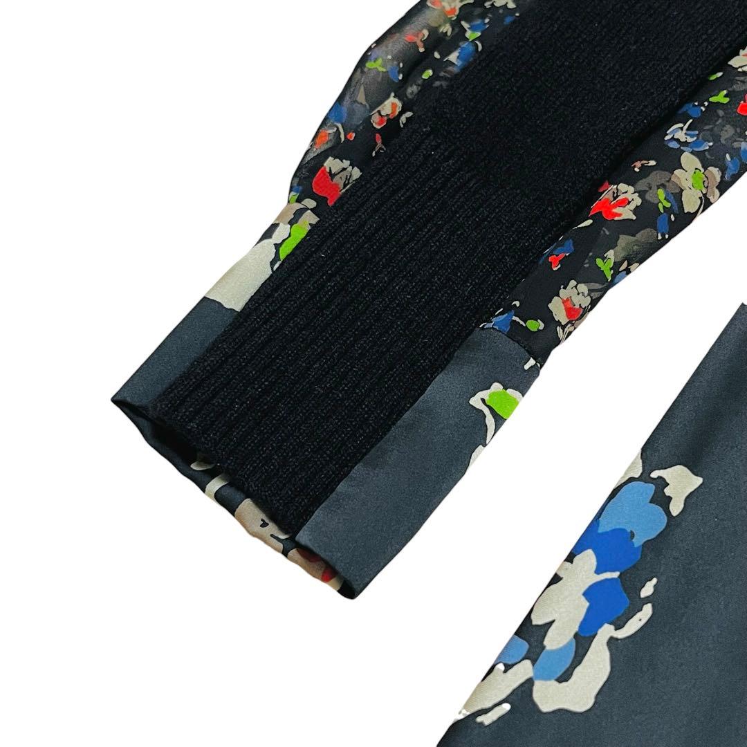 サカイ フラワープリント サテン ニット ドッキングワンピース 花柄 長袖 サカイ フラワープリント サテン ニット ドッキングワンピース 花柄 長袖